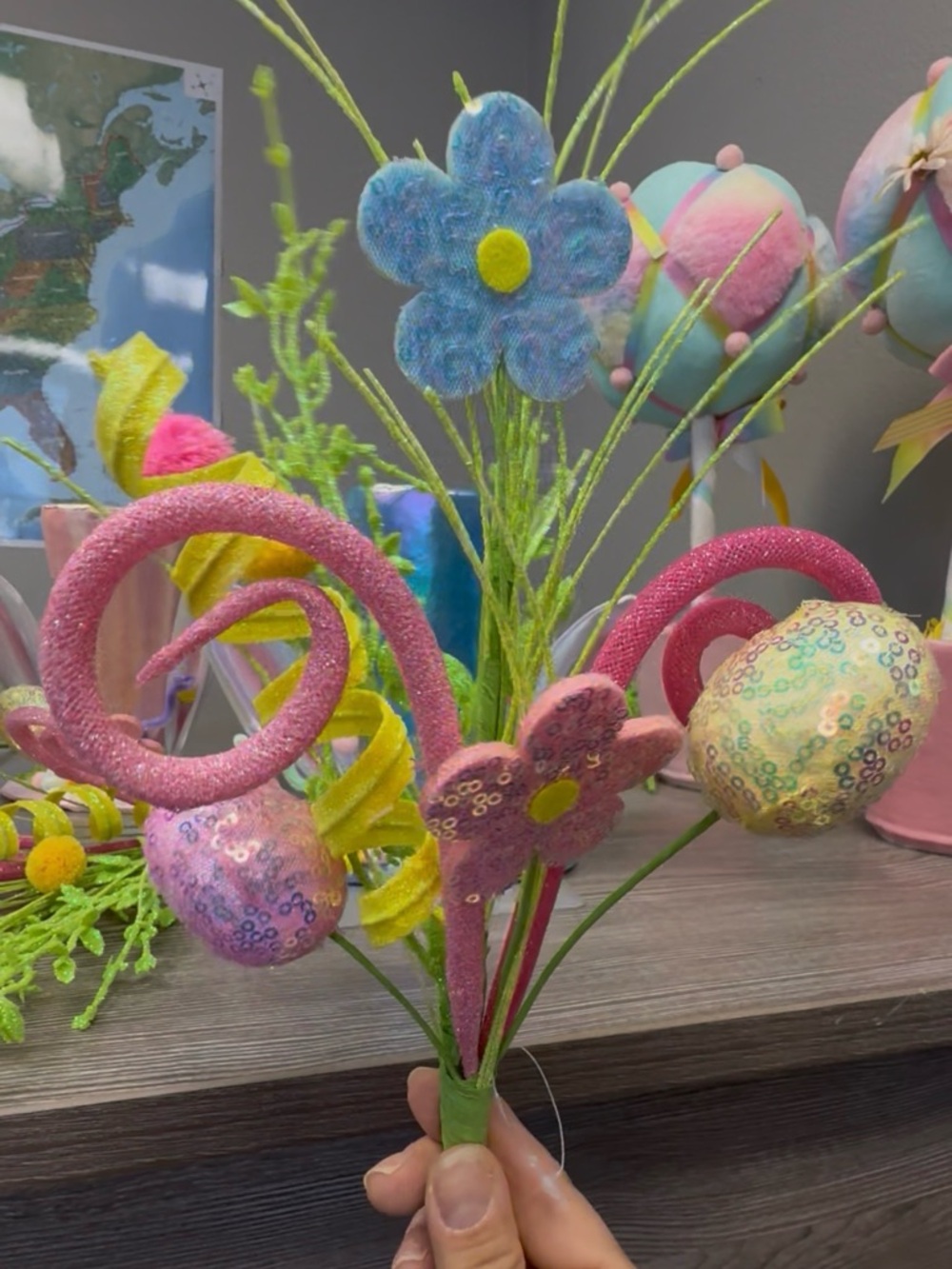 4 in a Bundle Pastel Floral Pick - Pink & Blue Decorative Accent